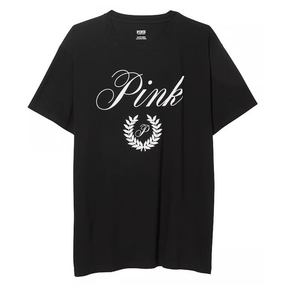 NWT Victoria's Secret PINK Oversized Campus Short Sleeve Tee, XL - Picture 4 of 8